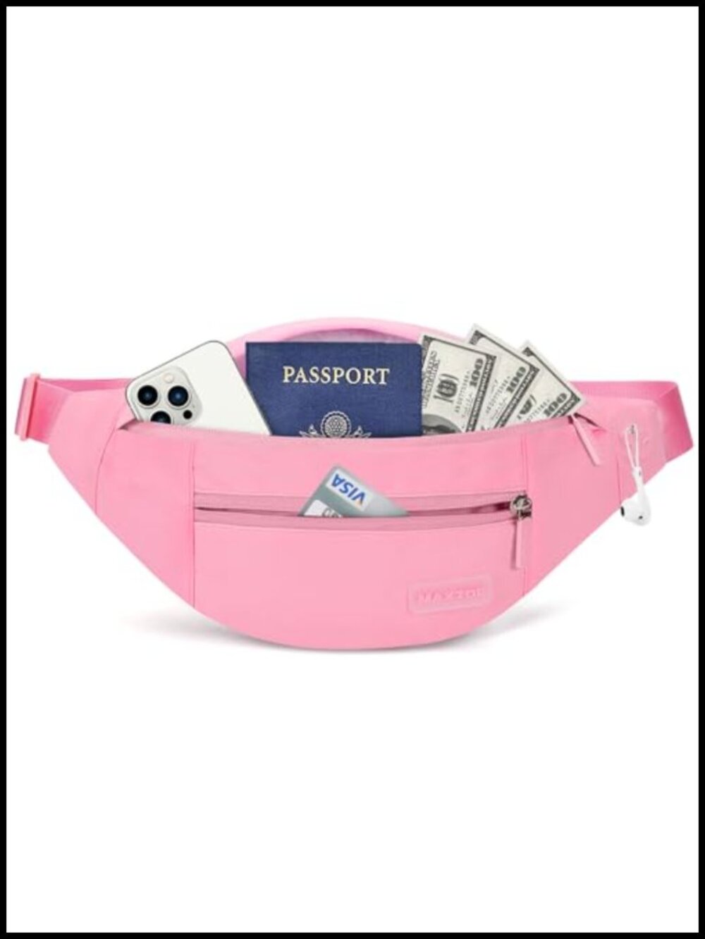Large Nylon Fanny Pack Waist Bag Crossbody with Key Chain Adjustable Strap